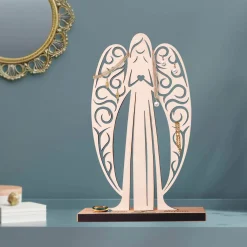 Großer Geldengel aus Holz mit Gravur zur Hochzeit - Ringe