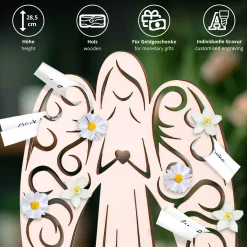 Großer Geldengel aus Holz mit Gravur zur Hochzeit - Ringe