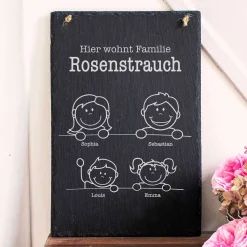 Große Schiefertafel mit Gravur für Familien
