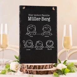 Große Schiefertafel mit Gravur für Familien