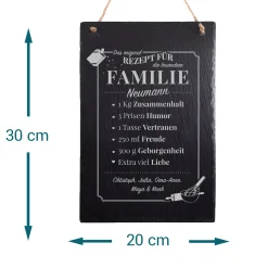 Große Schiefertafel mit Gravur - Rezept Familie