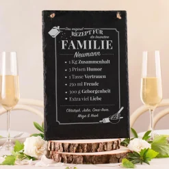 Große Schiefertafel mit Gravur - Rezept Familie
