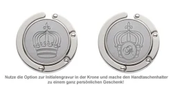 Handtaschenhalter mit Krone und Initialen Gravur