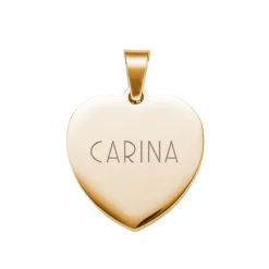 Herzanhänger Gold graviert mit Kette - Reh mit Name