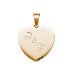 Herzanhänger Gold graviert mit Kette - Initialen
