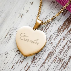 Herzanhänger Gold graviert mit Kette - Name