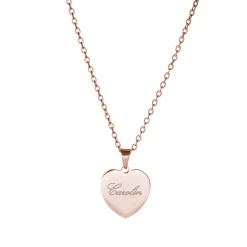 Herzanhänger Rosegold graviert mit Kette - Name