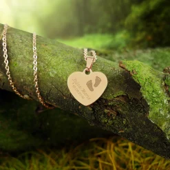 Herzanhänger Rosegold graviert mit Kette - Babyfüße