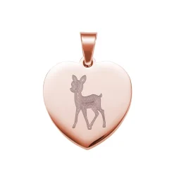 Herzanhänger Rosegold graviert mit Kette - Reh mit Name