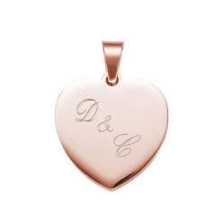Herzanhänger Rosegold graviert mit Kette - Initialen