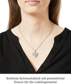 Herzanhänger Silber graviert mit Kette - Lieblingsmama