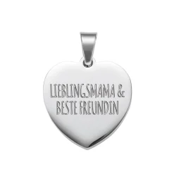 Herzanhänger Silber graviert mit Kette - Lieblingsmama