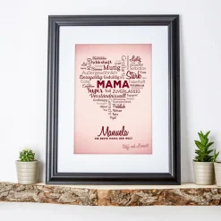 Herz aus Worten - personalisiertes Bild für Mama