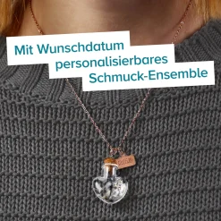 Herz Kettenanhänger Flaschenpost Rosegold - Datum Gravur