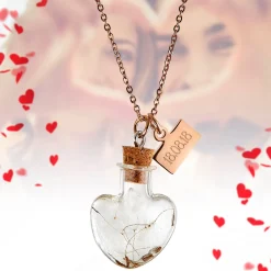 Herz Kettenanhänger Flaschenpost Rosegold - Datum Gravur