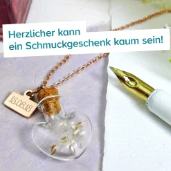 Herz Kettenanhänger Flaschenpost Rosegold - Datum Gravur