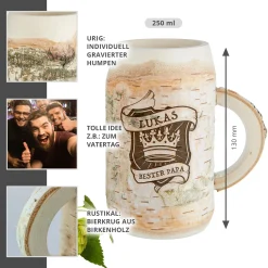 Holz Bierkrug mit Gravur - Bester Papa - Personalisiert