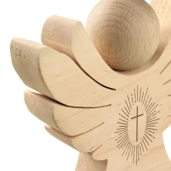 Holzengel mit Gravur - Kreuz