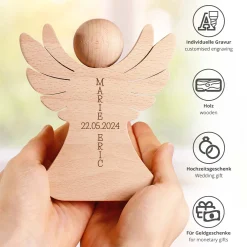 Holzengel mit Gravur zur Hochzeit