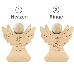 Holzengel mit Gravur zur Hochzeit - Geldgeschenk für Paare