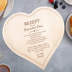 Holzherz mit Gravur Rezept Oma - Personalisiert