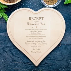 Holzherz mit Gravur Rezept Oma - Personalisiert
