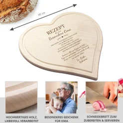 Holzherz mit Gravur Rezept Oma - Personalisiert
