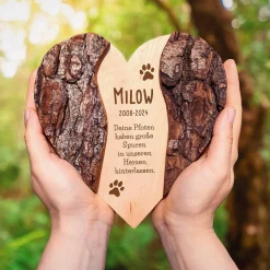 Holzherz mit Gravur zur Trauer - Hund