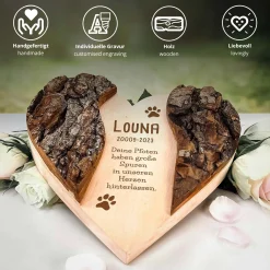 Holzherz mit Gravur zur Trauer - Hund