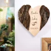Holzherz mit Rinde zur Hochzeit - Ringe