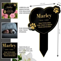 Hunde Gedenktafel mit Gravur - Schwarz