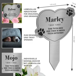 Hunde Gedenktafel mit Gravur - Silber