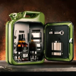 Kanisterbar mit 8-teiligem Zubehör - grüne Mini Bar
