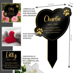 Katzen Gedenktafel mit Gravur - Schwarz