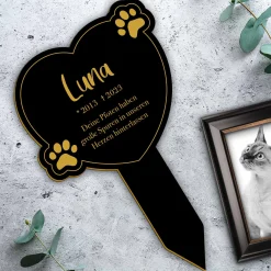 Katzen Gedenktafel mit Gravur - Schwarz