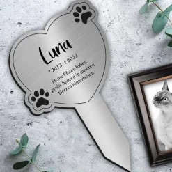 Katzen Gedenktafel mit Gravur - Silber