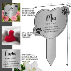 Katzen Gedenktafel mit Gravur - Silber