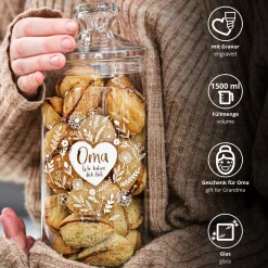 Keksdose mit Gravur - Blumenherz Oma