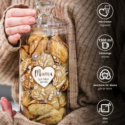 Keksdose mit Gravur - Blumenherz Mama