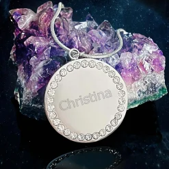 Kette mit Anhänger und Gravur - Zirkonia Schmucksteine
