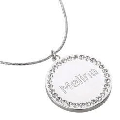 Kette mit Anhänger und Gravur - Zirkonia Schmucksteine