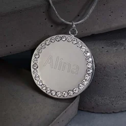 Kette mit Anhänger und Gravur - Zirkonia Schmucksteine