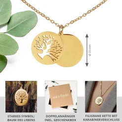 Kette mit Baum Anhänger - Gold