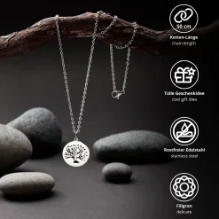 Kette mit Baum Anhänger - Silber