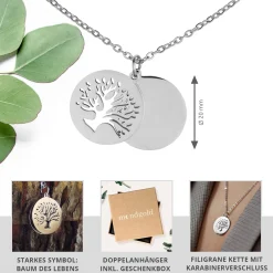 Kette mit Baum Anhänger - Silber