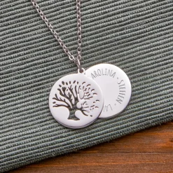 Kette mit graviertem Baum Anhänger Silber - Namen