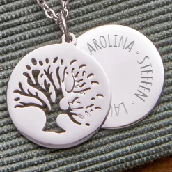 Kette mit graviertem Baum Anhänger Silber - Namen