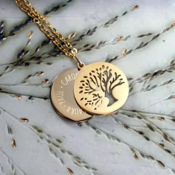 Kette mit graviertem Baum Anhänger Gold - Namen