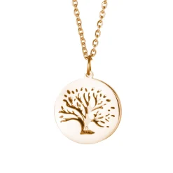 Kette mit graviertem Baum Anhänger Gold - Namen