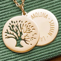 Kette mit graviertem Baum Anhänger Gold - Namen